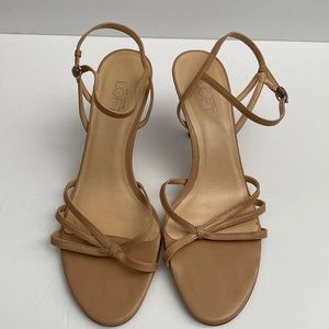 Ann Taylor Loft Tan Leather Heel Sandals Sz 8